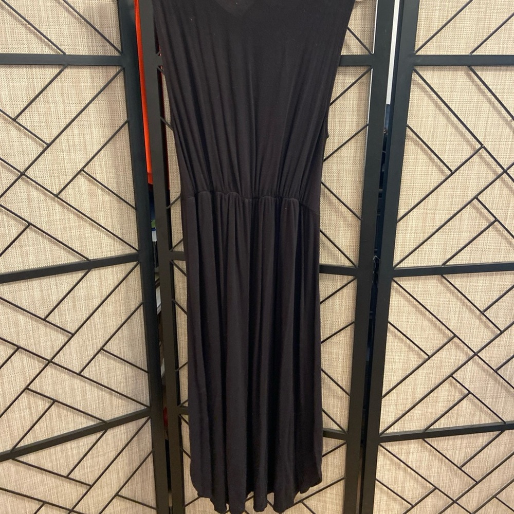 Daily Ritual Black Ribbed Pleated Maxi Dress - Picture 8 of 12